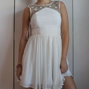 White Homecoming Beaded Dress